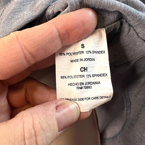 Apana Heather Gray Yoga Activewear Hooded Long Sleeve Top Thumbholes Sz SM - Picture 10 of 12